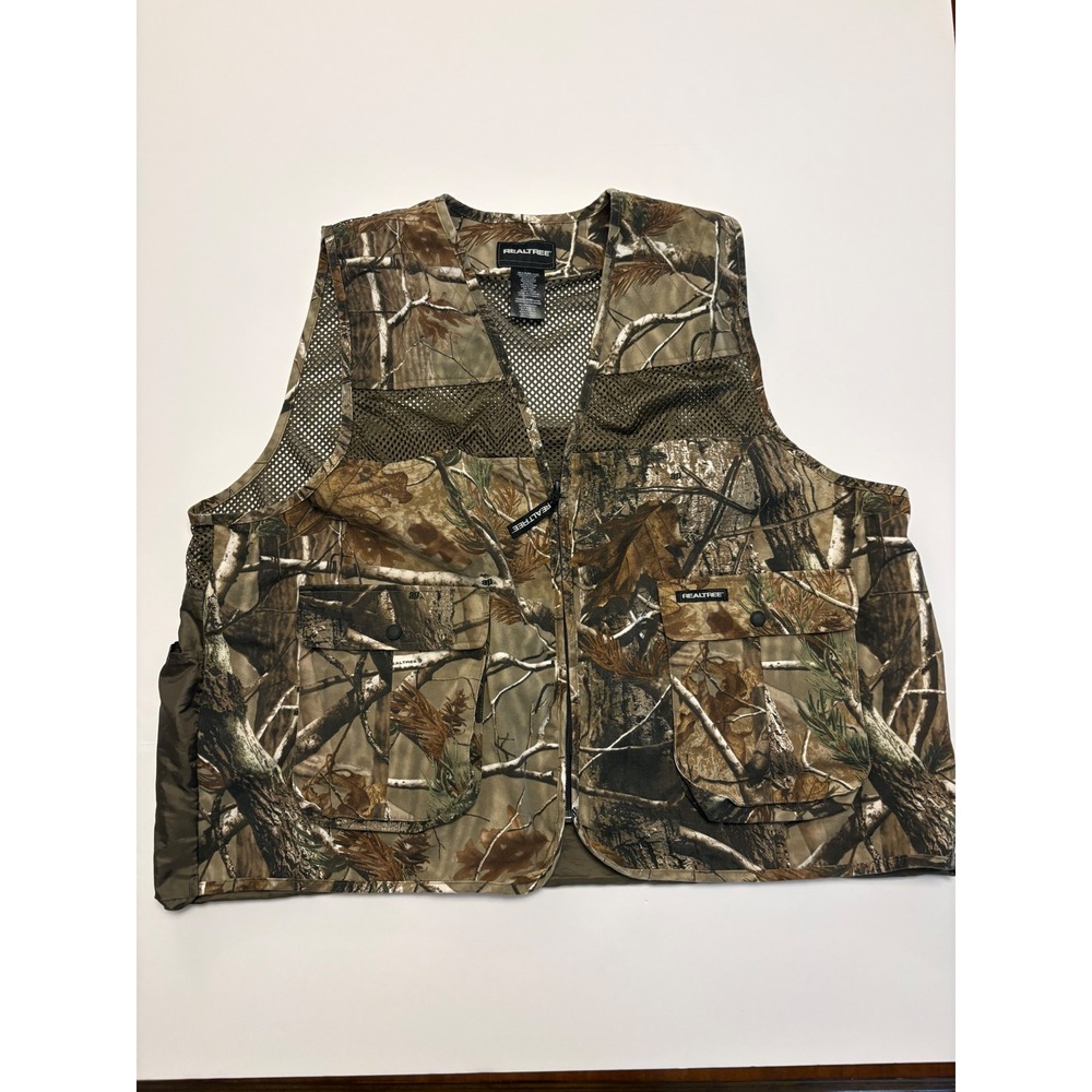 Realtree Hunting Vest Men XL/2XL Camo Mesh Utility Zip Front Game Bag 0259